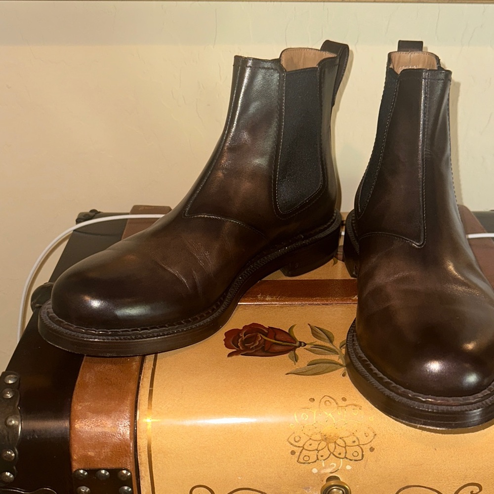 Men's Dark Brown Leather Ankle Boots